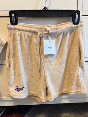 Adika Cream Terry Shirt and  Matching Shorts with Purple 'Legit' Embroidery